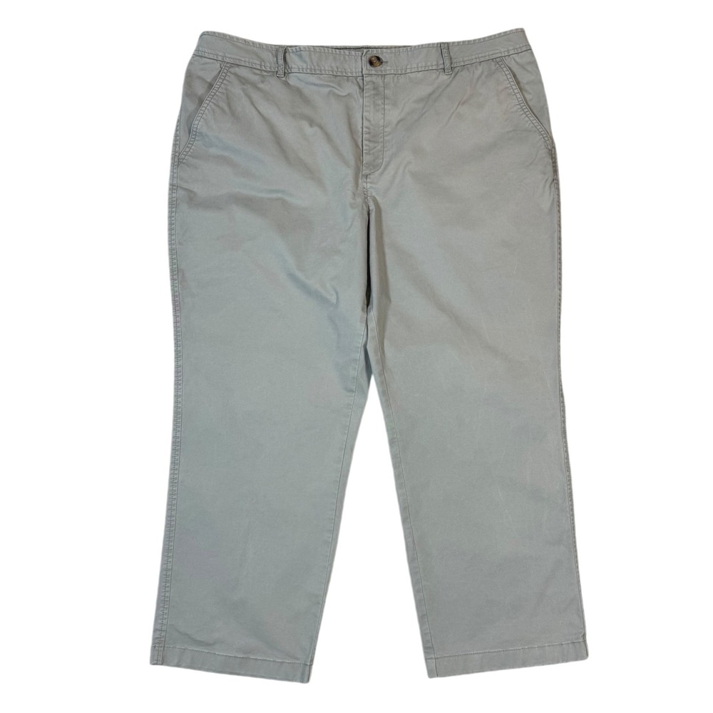L.L.‎ Bean Womens Size 18 Reg Favorite Fit Green Casual Chinos Pants Flat Front